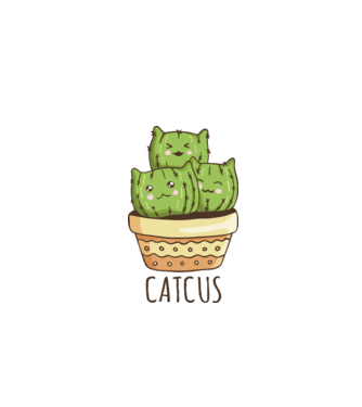 Catcus Pisică Cactus model alb pe tricou