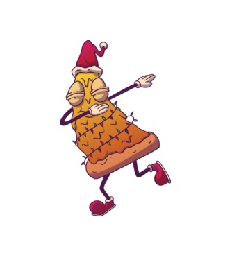 Pizza de Crăciun DAB model alb pe tricou