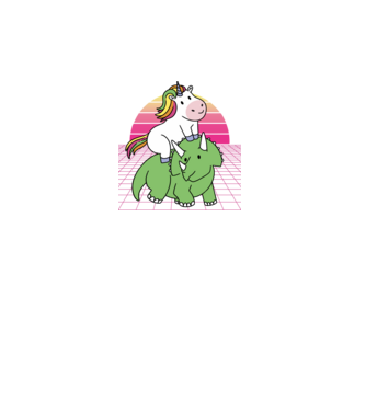 Unicorn pe dinozaur retro model turcoaz pe tricou