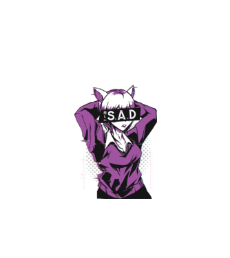 Anime fată tristă model alb pe tricou