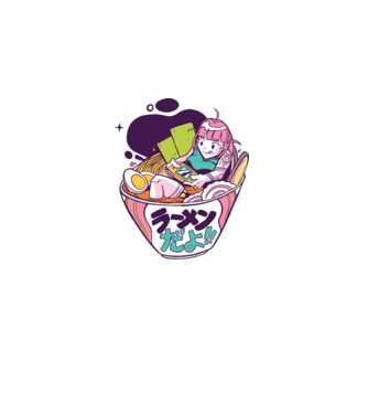 Ramen Anime Gamer fată model gri pe tricou