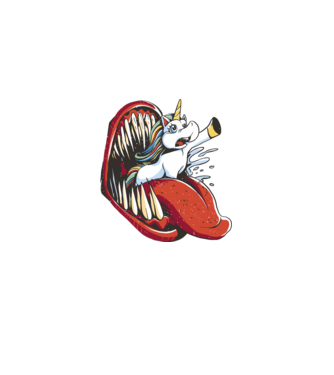 În gura monstrului Unicorn model  pe tricou