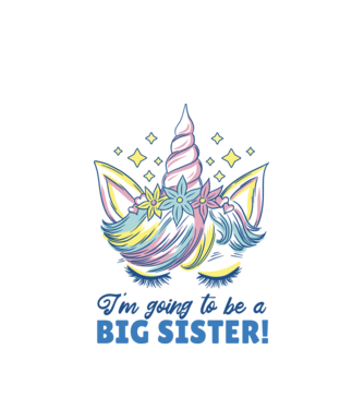 O să fiu un frate mai mare Unicorn model alb pe tricou