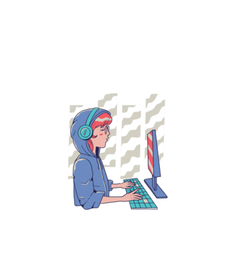 Anime Programator fată model negru pe tricou