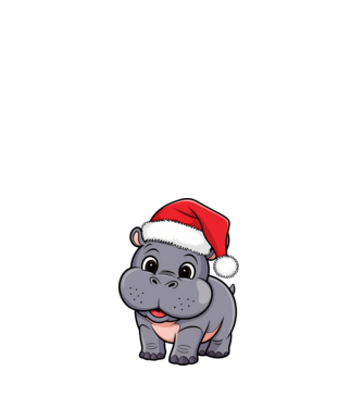 Crăciun Hippo model alb pe tricou