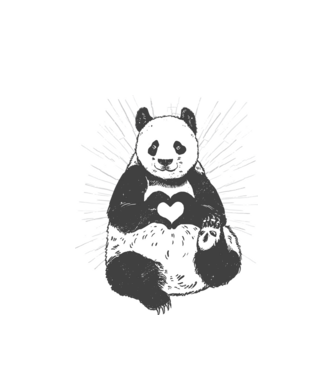 Inimă panda model alb pe tricou