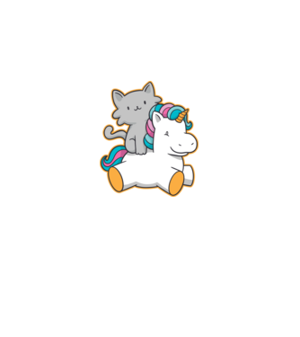 Unicorn Cu pisică model negru pe tricou