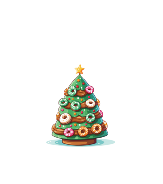 Doughnut pom de Crăciun model alb pe tricou
