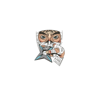 Cap de ninja model negru pe tricou