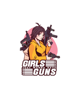 Anime fată cu armă model alb pe tricou