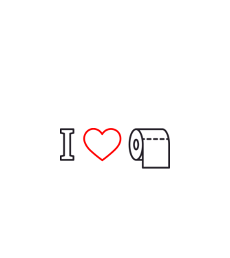 I love hârtie igienică model alb pe tricou