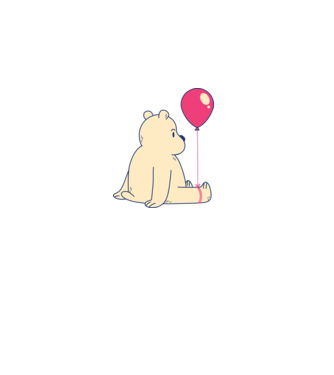 Teddy Drăguț cu Balon model alb pe tricou