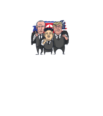Trump, Putin, Kim - trei prieteni buni model alb pe tricou