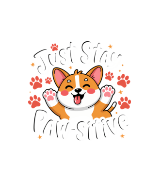 Just Stay Paw-sitive Negru model alb pe tricou