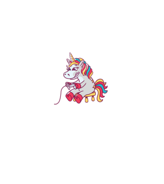 Gamer Unicorn model gri pe tricou