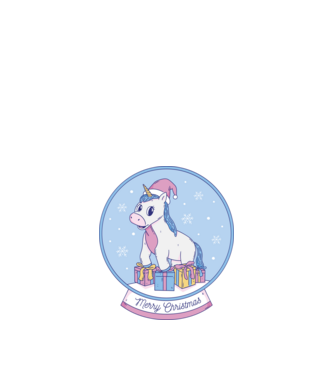 Glob de zăpadă drăguț, de Crăciun, cu Unicorn model albastru închis pe tricou