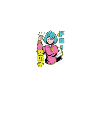 Anime fată desenând model negru pe tricou