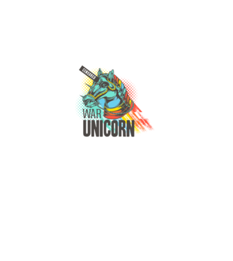 War Unicorn model alb pe tricou