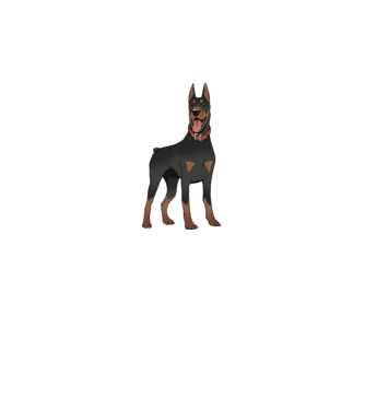 Tricou cu câine dobermann model gri pe tricou