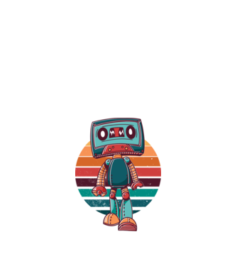 Robot Casetă retro model alb pe tricou