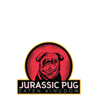 Jurassic Pug Tricou cu mops model negru pe tricou