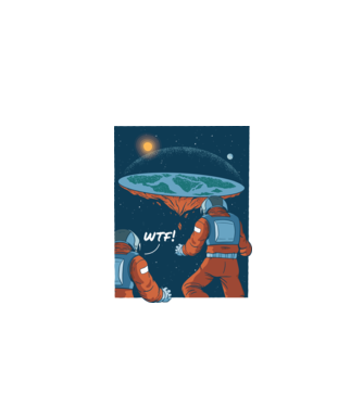 Astronaut Pământ plat model negru pe tricou