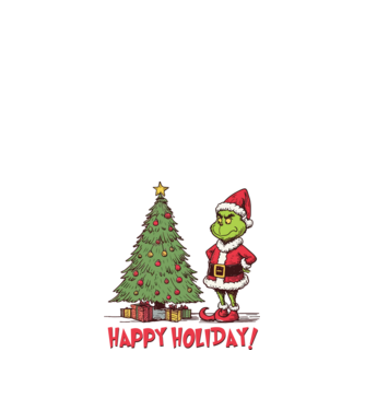 Happy Holiday Grinch model albastru închis pe tricou