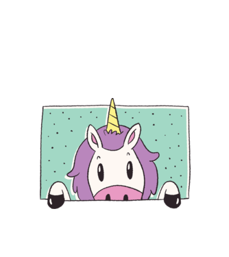 Unicorn curios model alb pe tricou