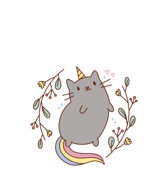Pisică Unicorn model alb pe tricou