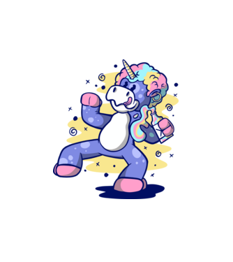 Unicorn beat model alb pe tricou