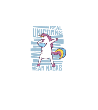 Unicorn DAB Mască model albastru închis pe tricou