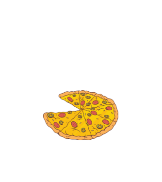 Felii de pizza Cuplu model alb pe tricou