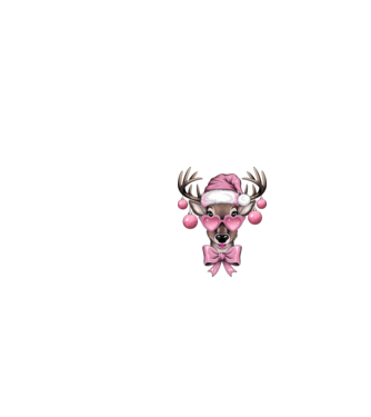 Pink Xmas Reindeer model alb pe tricou