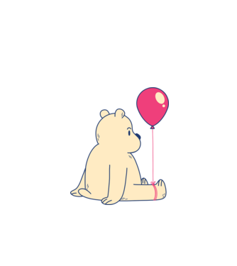 Teddy Drăguț cu Balon model alb pe tricou