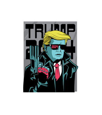 Trump Terminator 2024 model alb pe tricou
