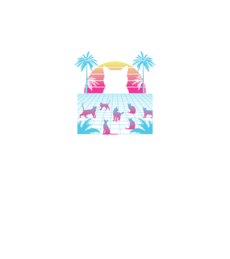Pisică Vaporwave neon model negru pe tricou