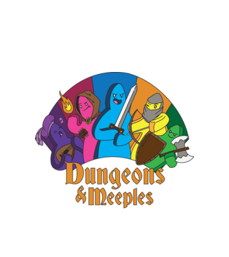 Dungeons Meeples model alb pe tricou