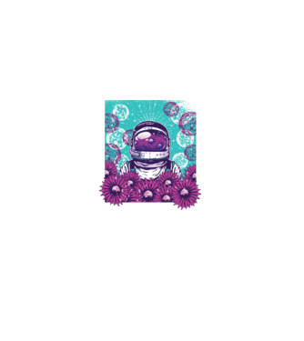 Floral Astronaut model negru pe tricou