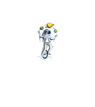 Jongler Astronaut model albastru regal pe tricou