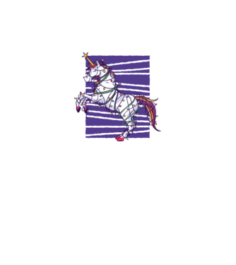 Unicorn pom de Crăciun model alb pe tricou