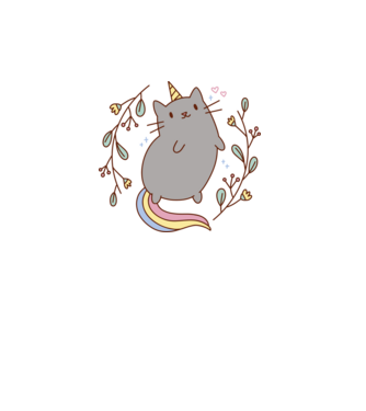 Pisică Unicorn model alb pe tricou