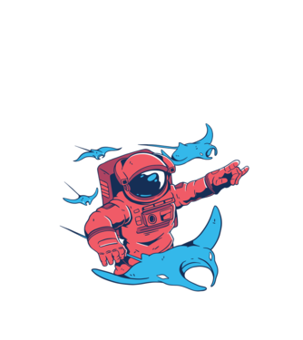 Diavol de mare gigant Astronaut model negru pe tricou