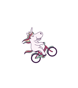 unicorn cu bicicletă model alb pe tricou