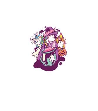 Unicorni Halloween model alb pe tricou