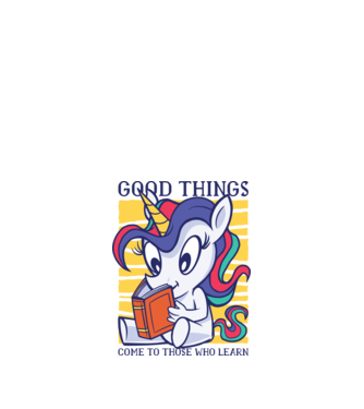 Student unicorn model alb pe tricou