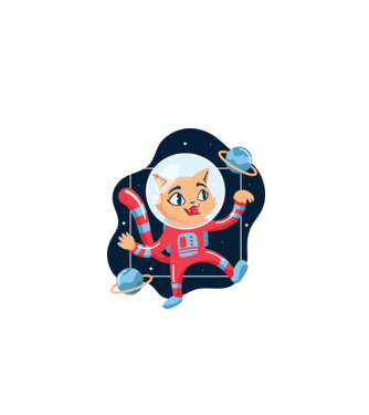 Pisică Astronaut model negru pe tricou