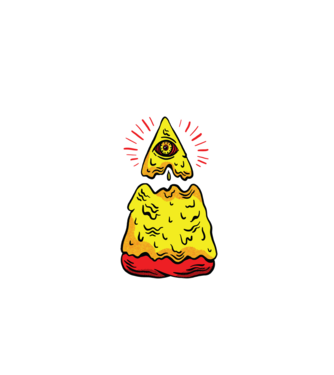 Illuminati Pizza model negru pe tricou