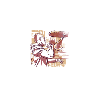 Pugilist model alb pe tricou