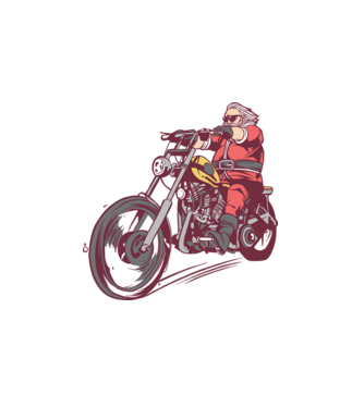 Moș Crăciun motociclist model alb pe tricou