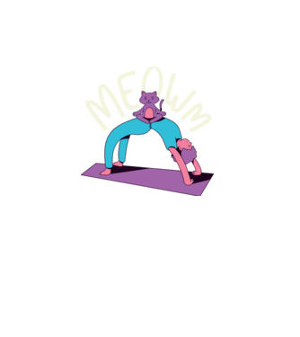 Meowm - Pisică Yoga model turcoaz pe tricou